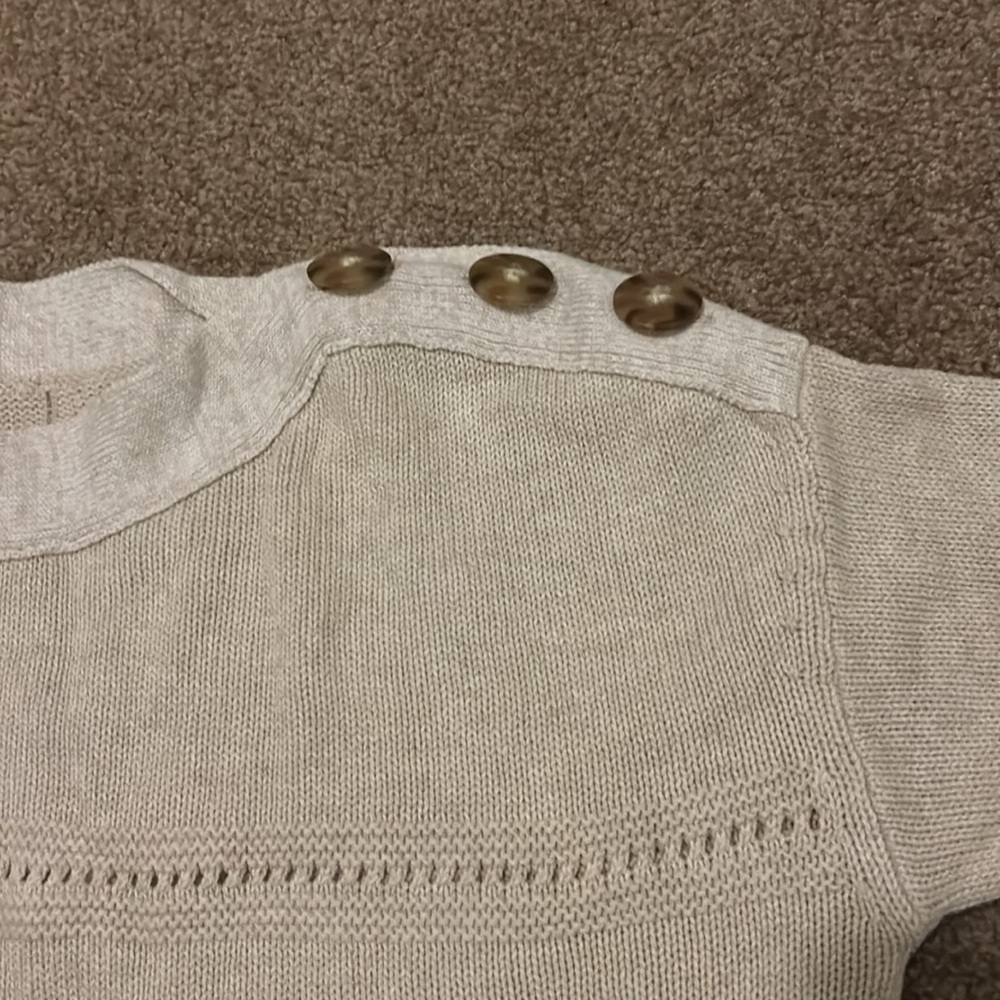 White + Warren shoulder button pointelle sweater - Picture 2 of 8